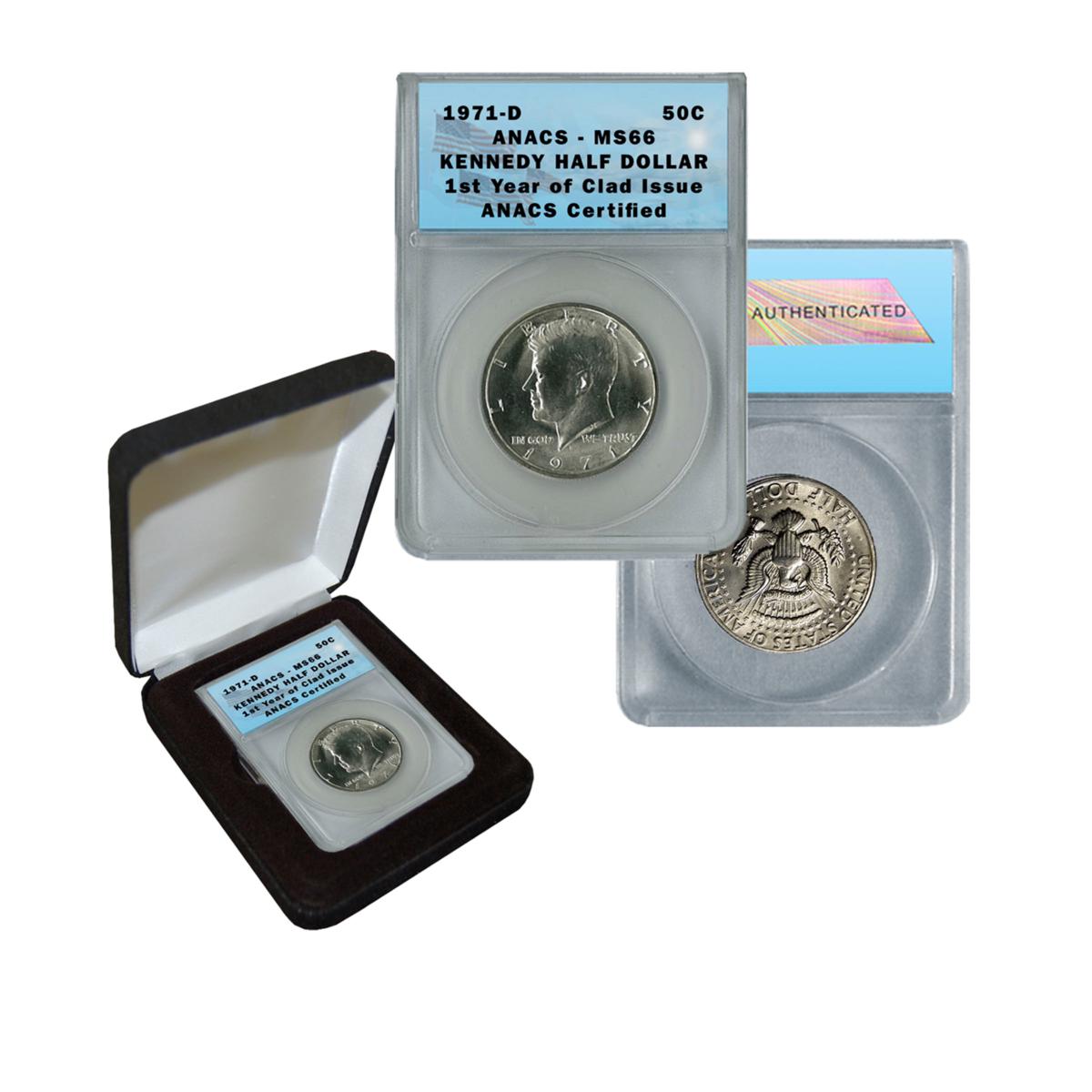 1971 MS66 ANACS 1st Year Clad Kennedy Half Dollar - 7186469 | HSN