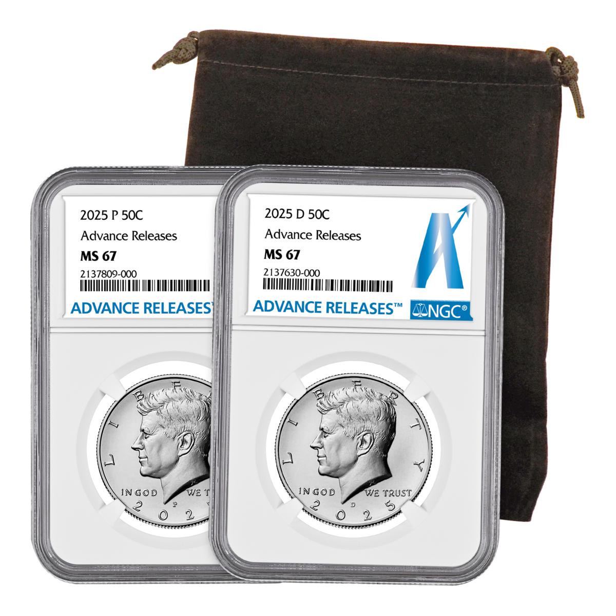 2025 MS67 P- & D-Mint NGC Advance Release John F. Kennedy