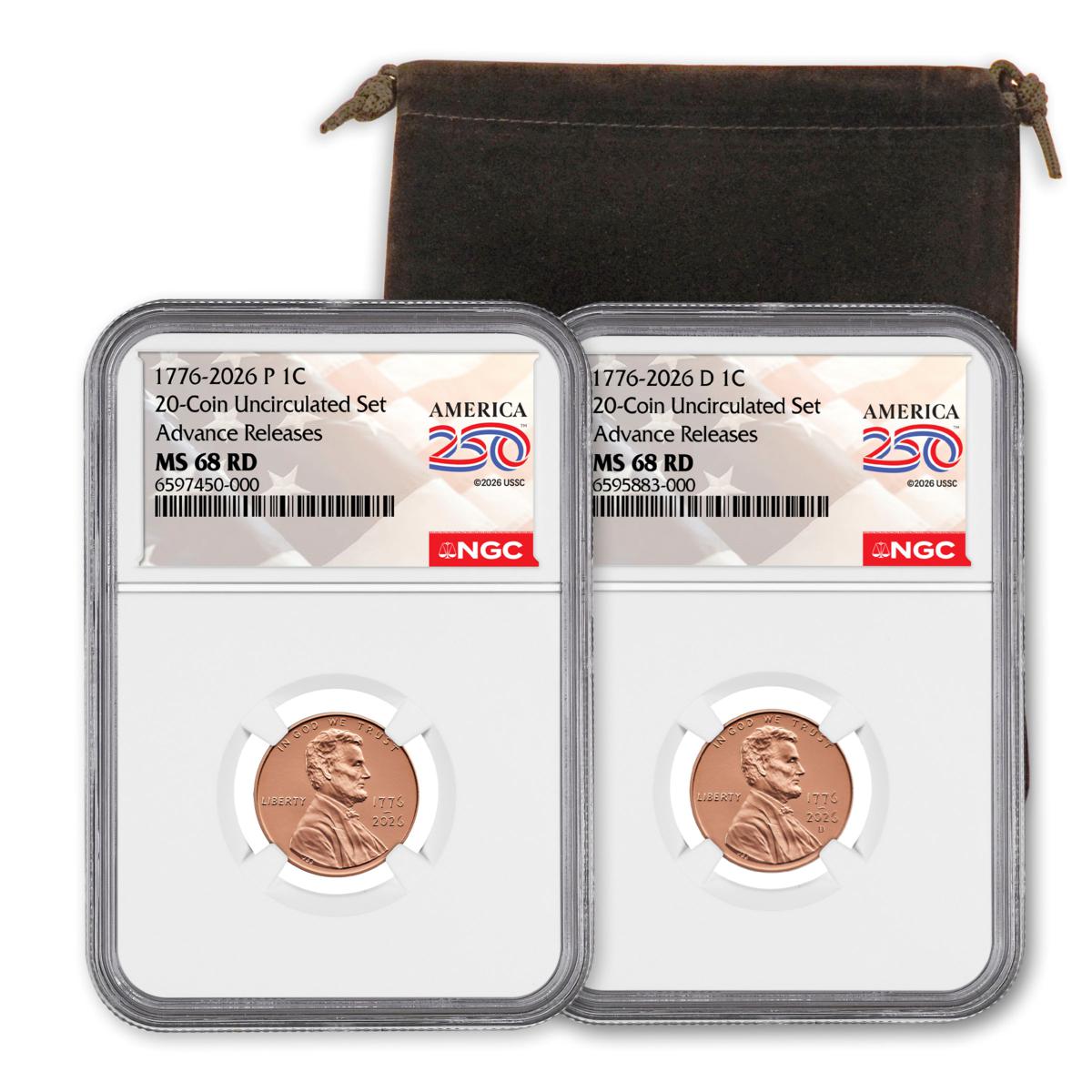 2026 Lincoln Cent NGC MS68 Advance Release Lincoln Cent Set (P&D