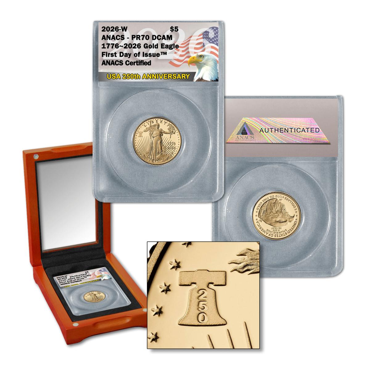 2026 PR70 ANACS 1st Day of issue 1/10 oz. gold $5 Gold Eagle | HSN