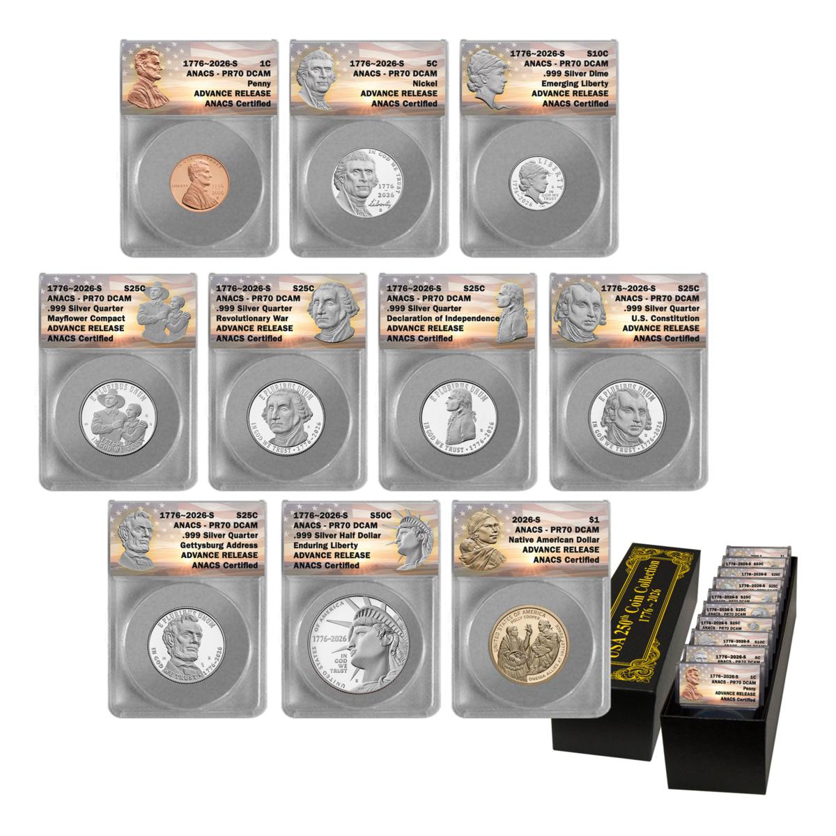 2026 S-Mint PR70 DCAM ANACS Advance Release 10-Coin Silver Proof
