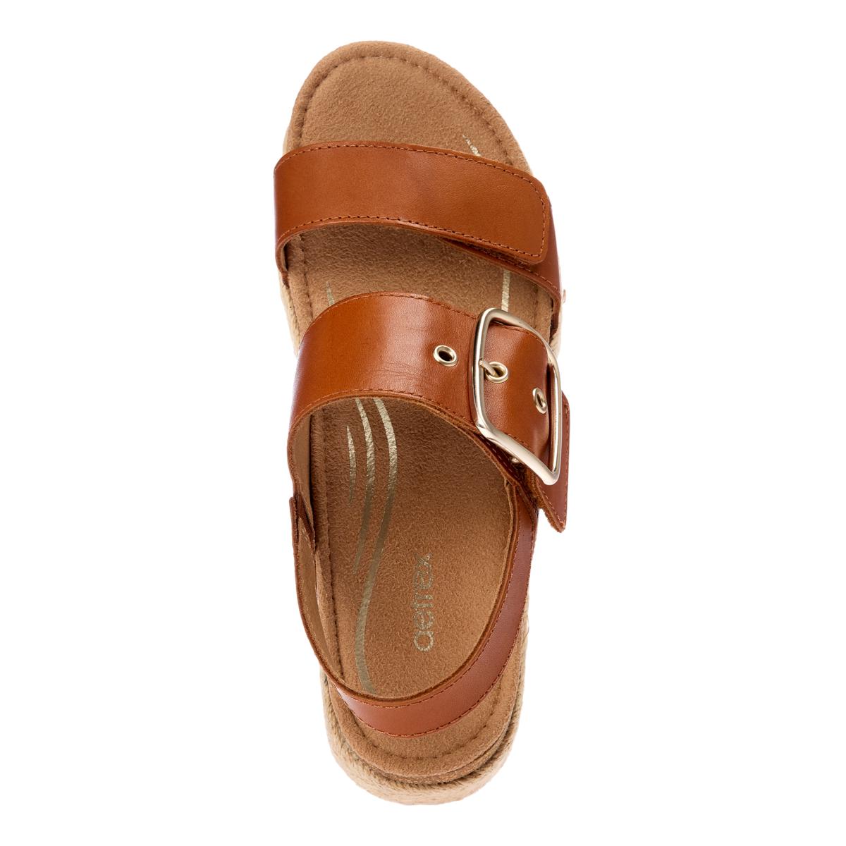 Aetrex® Vania Leather Arch Support Flatform Sandal