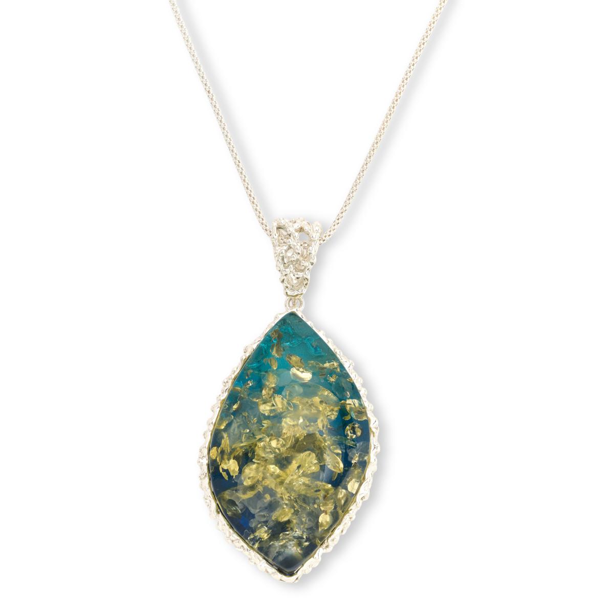 Amber Extraordinaire Pressed Amber Doublet Pendant w/adjustable chain