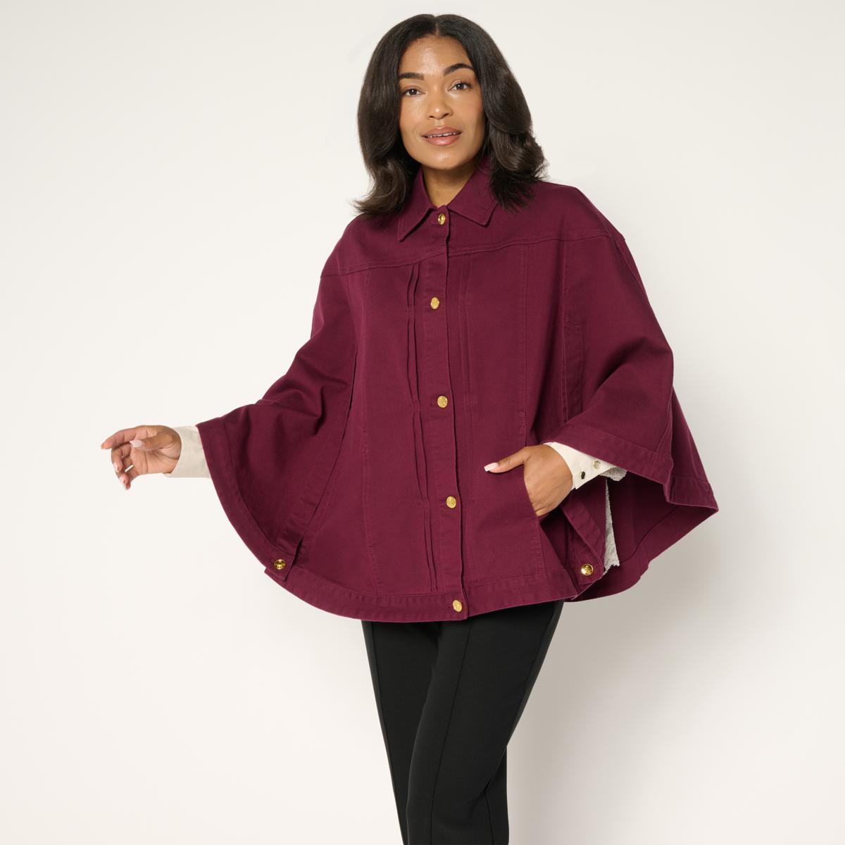 Antthony Button-Down Denim Poncho - 23648807 | HSN