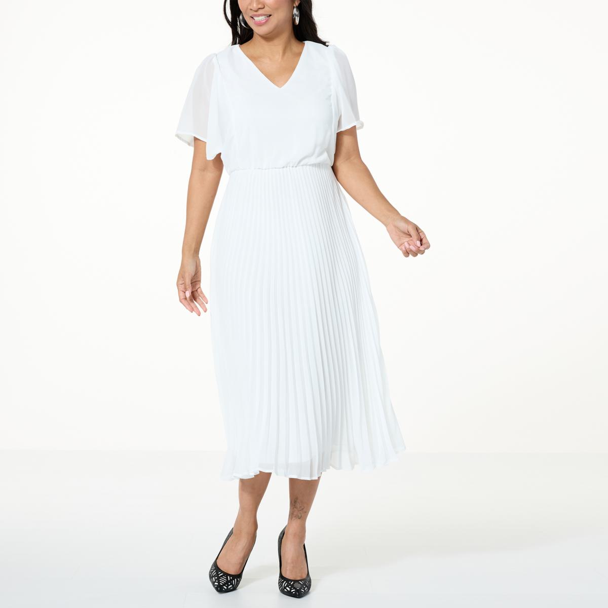 Antthony Chiffon Pleated Midi Dress