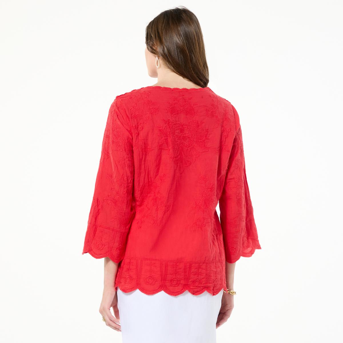 Antthony Embroidered Scalloped Edge Blouse - 23496443 | HSN