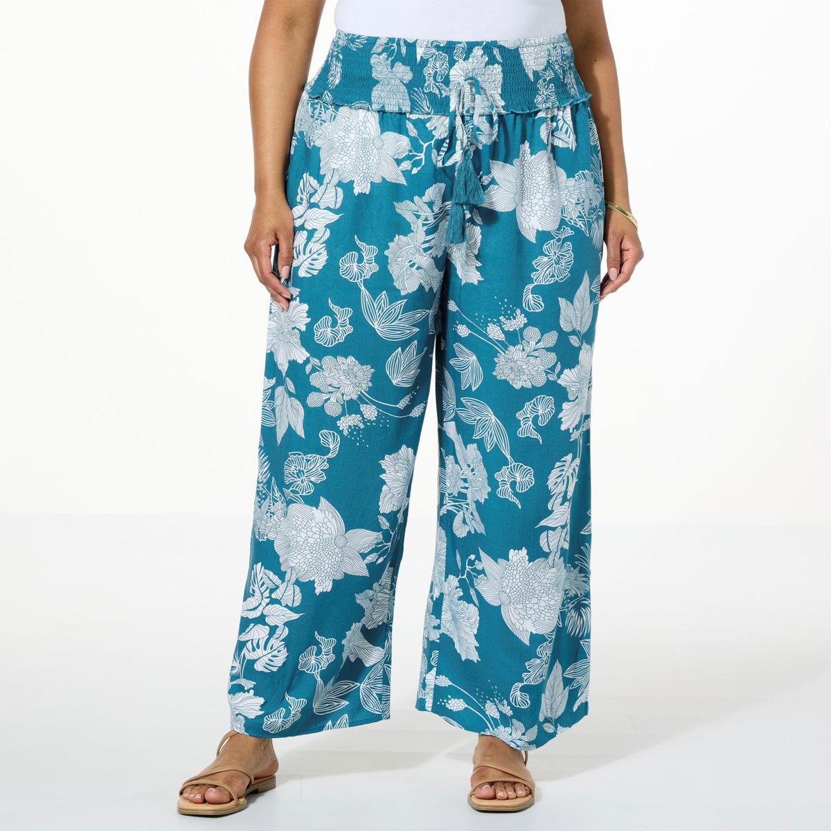 Antthony Printed Woven Pull-On Wide-Leg Crop Pant - 22654504