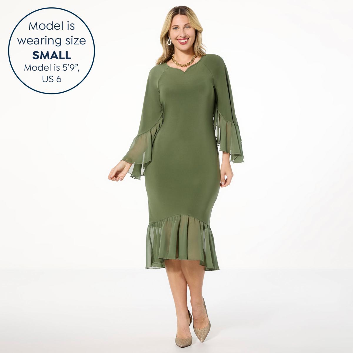 Antthony Ruffled Sleeve Midi Dress - 23368522 | HSN