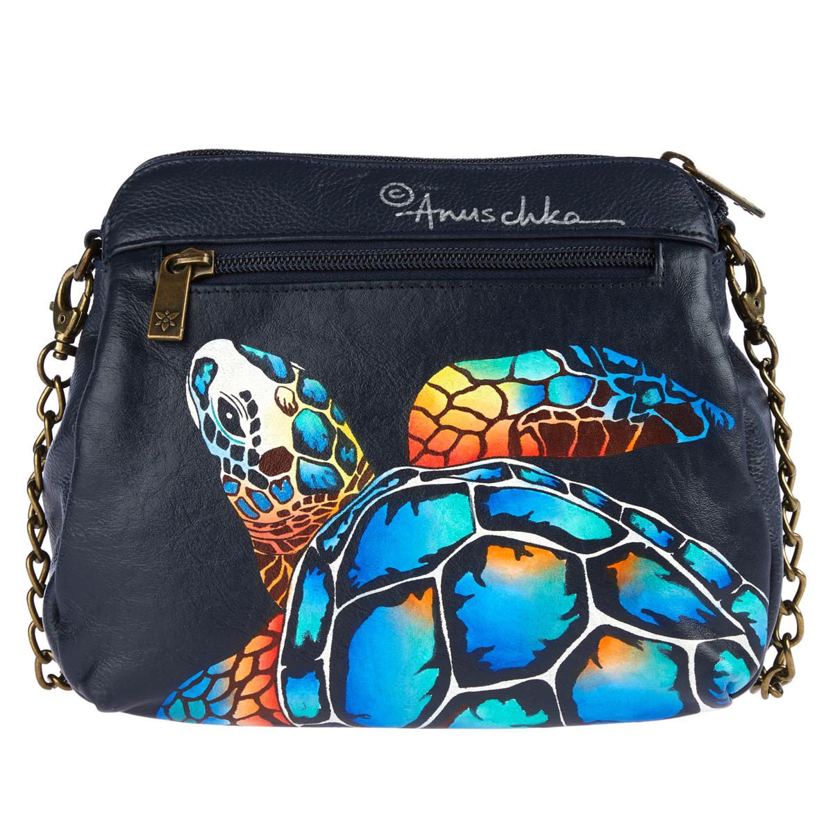 Blue Butterfly Anuschka Hand Painted Leather Bag - Elements Unleashed