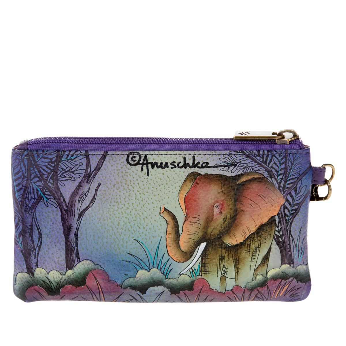 As Is Anuschka Hand-Painted Leather Organizer Block Wallet - 20487222