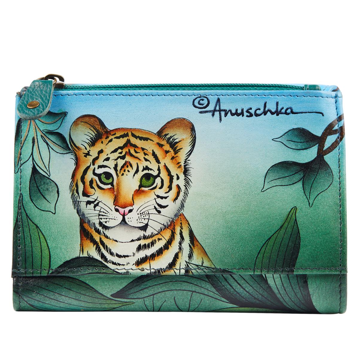 Anuschka Hand-Painted Leather Trifold Organizer Wallet with RFID