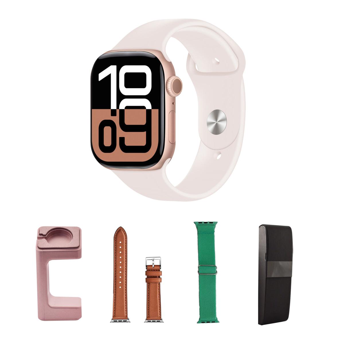 Apple Watch Series 10 46MM Rose Gold Smartwatch with M/L Bands | HSN