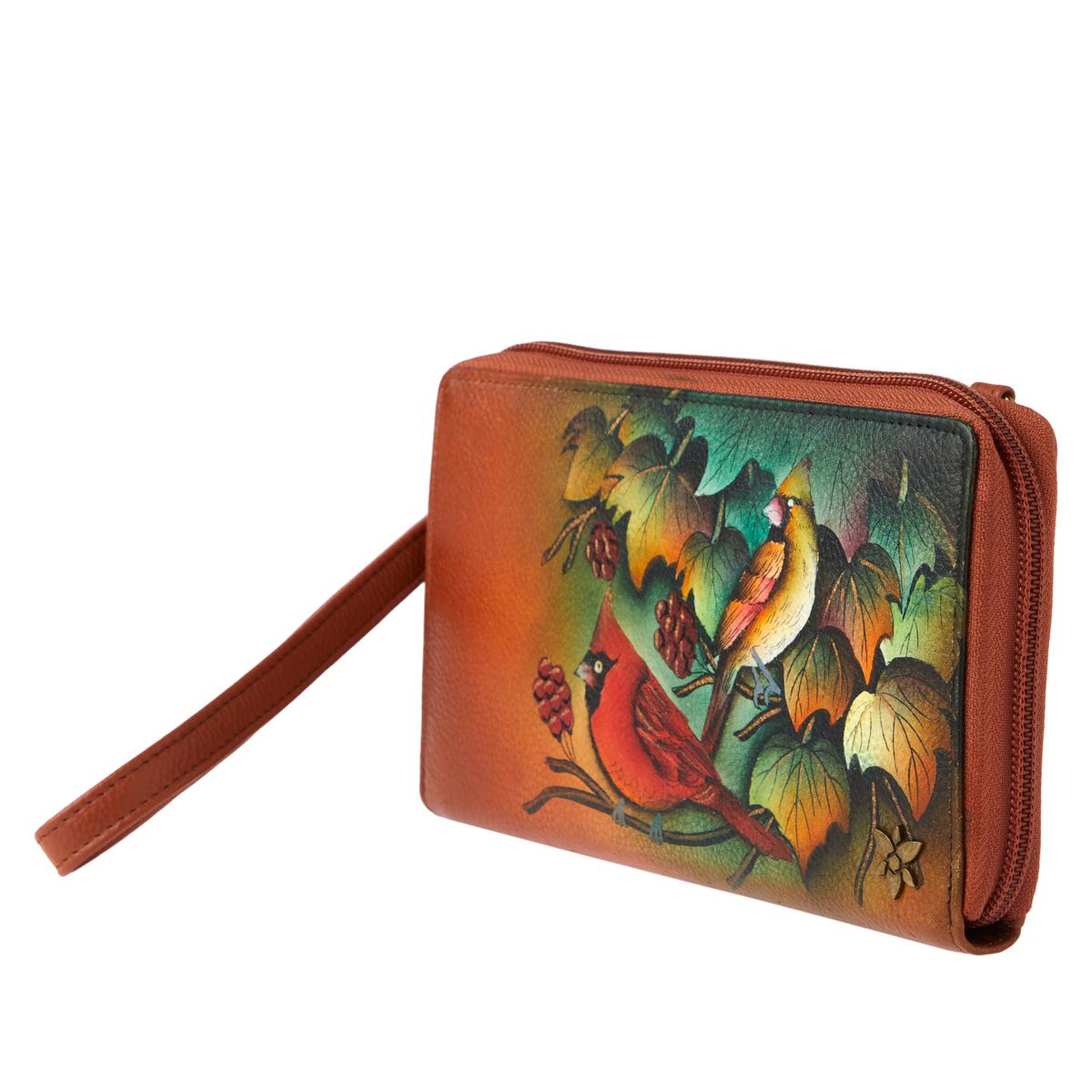 As Is Anuschka Hand-Painted Leather Organizer Block Wallet - 20487222