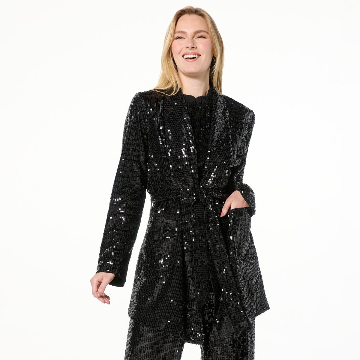 Mark & James by Badgley Mischka Sequin Self Tie Jacket - Red - Size Medium