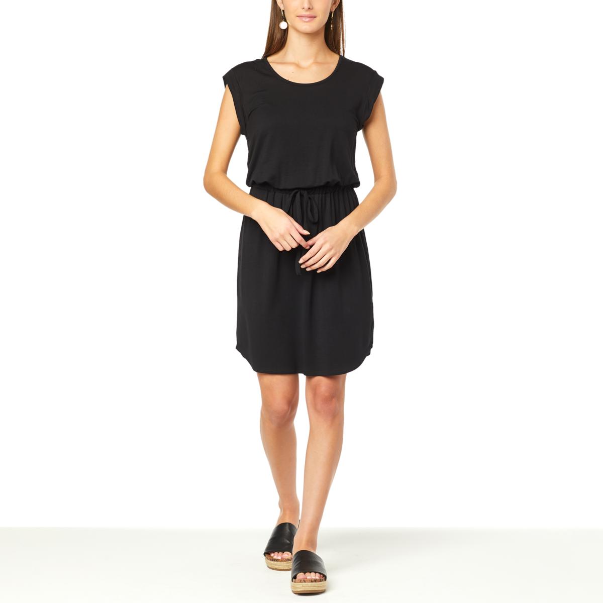 "As Is" Nina Leonard French Terry Drawstring Waist Dress
