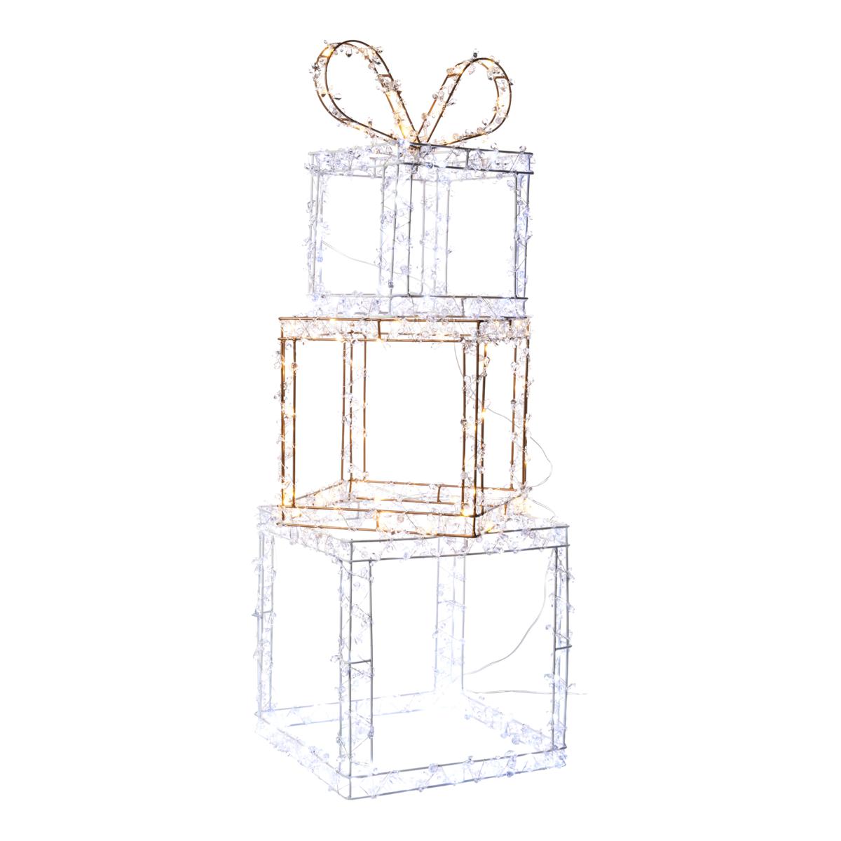 august & leo Faux Jeweled LED Metal Gift Boxes with Stakes - 20767180