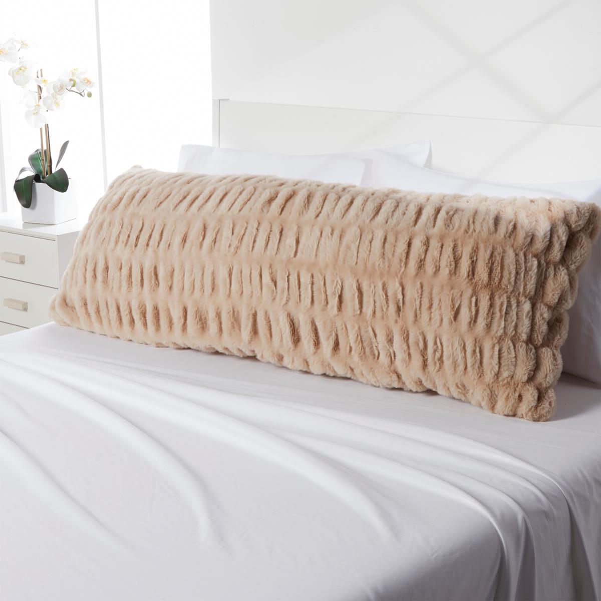 august & leo Luxe Ruched Faux Fur Body Pillow