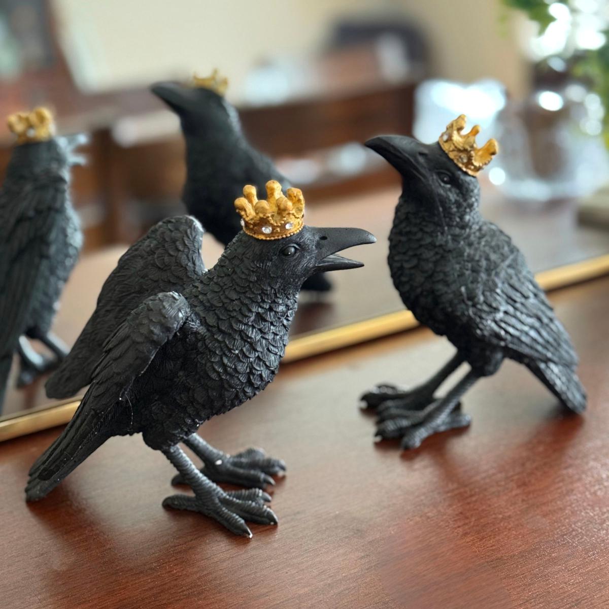 august & leo Set of 2 Jeweled Raven Statues | HSN