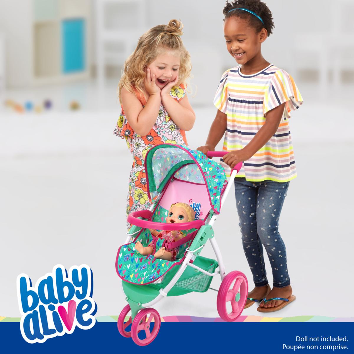 Baby Alive Doll Jogging Stroller - Green, Pink, Hearts | HSN
