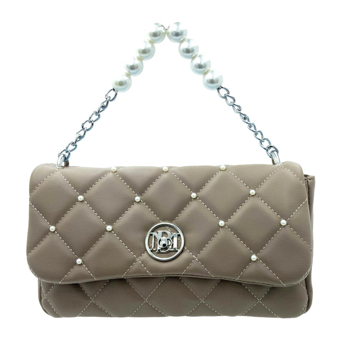 Badgley Mischka Quilted Faux Leather & Faux Pearl Crossbody Bag in