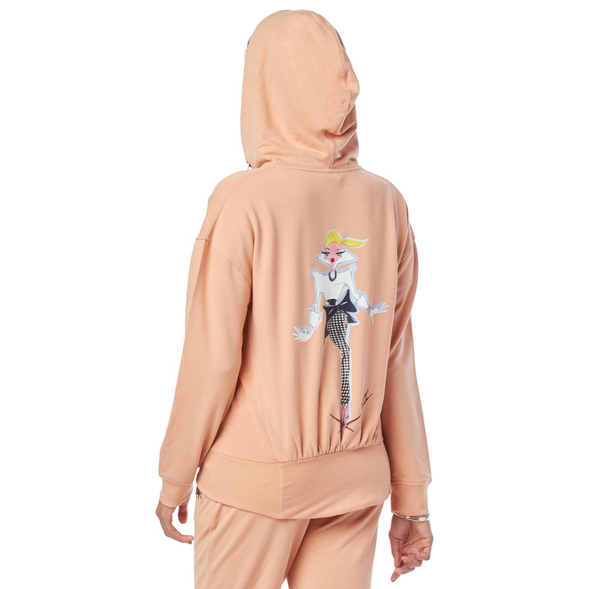 Pink zip front discount hoodie