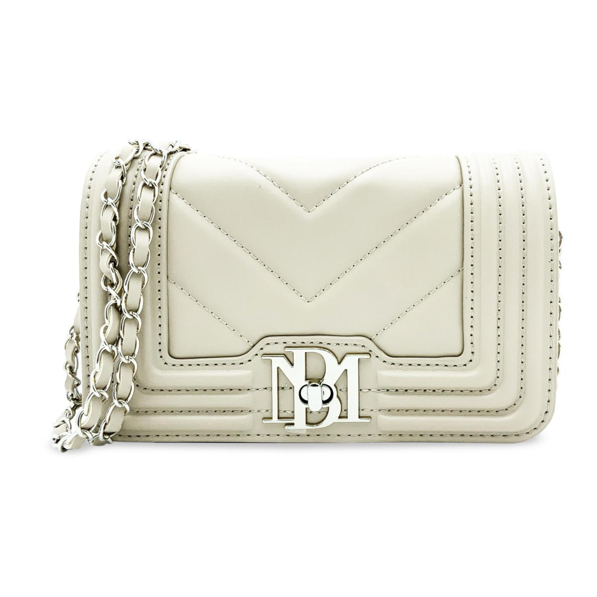 Badgley Mischka Chevron Quilted Crossbody Bag in Natural