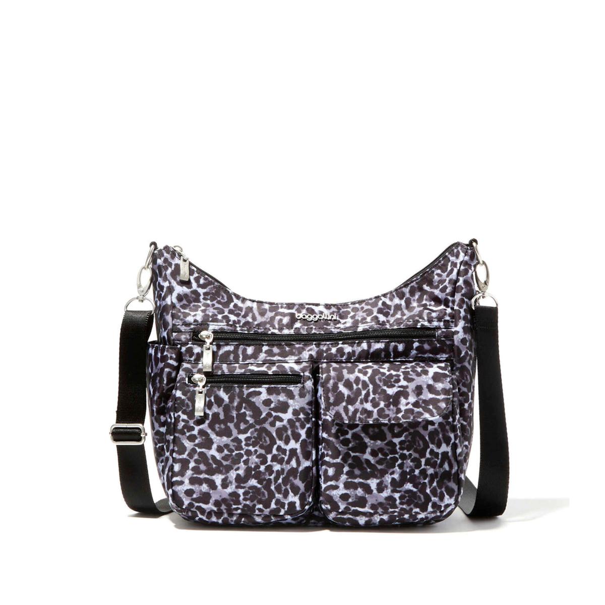 Black Leather Crossbody Bag With Grey Leopard Strap – Apatchy London