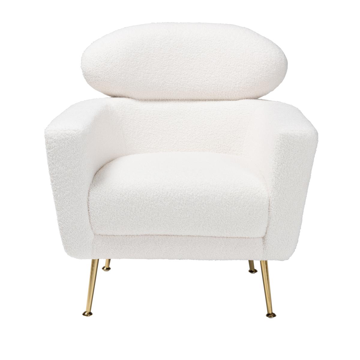 Baxton Studio Fantasia Modern Upholstered and Gold Metal Armchair