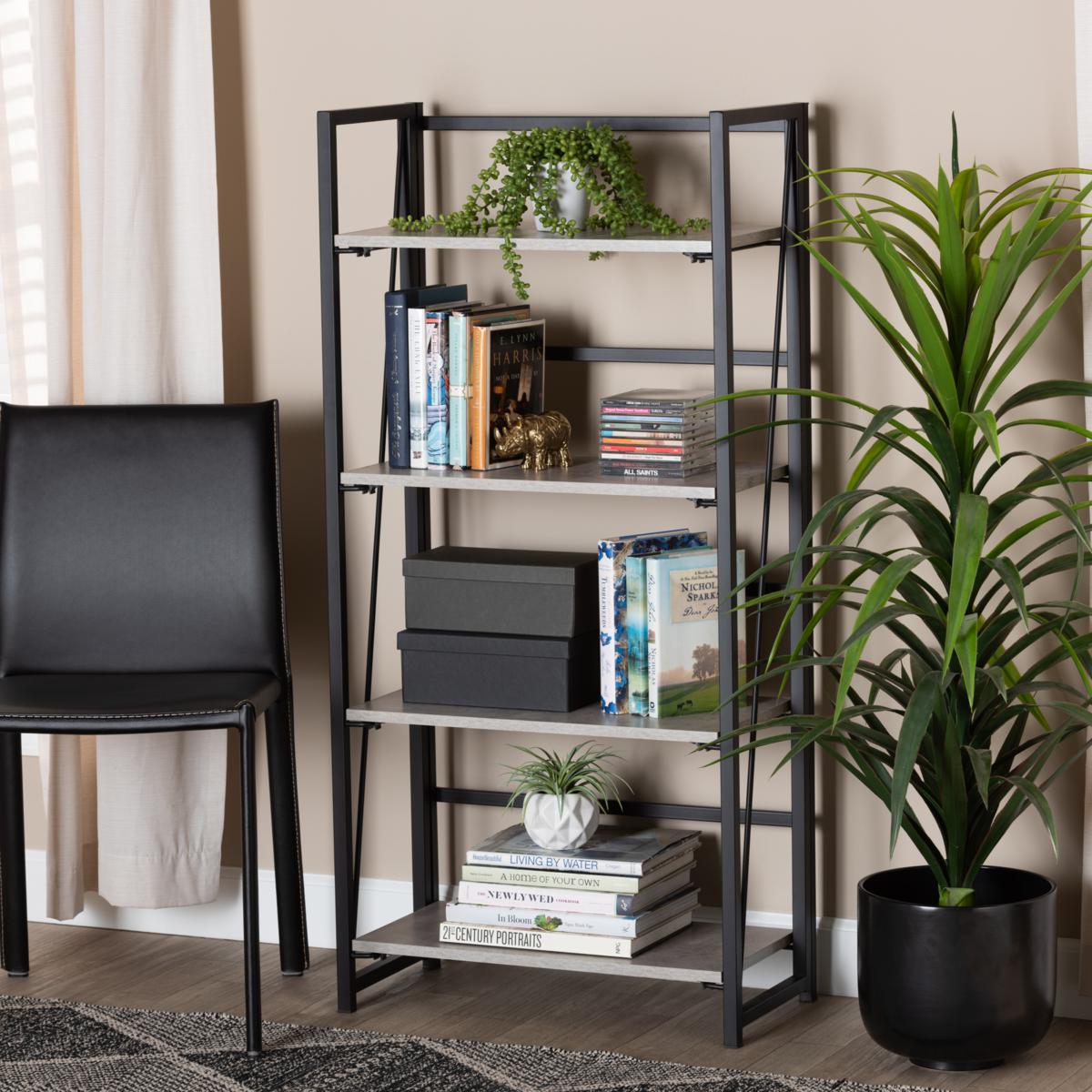 Baxton Studio Iver Rustic Oak Wood 1 Door TV Stand - View #3