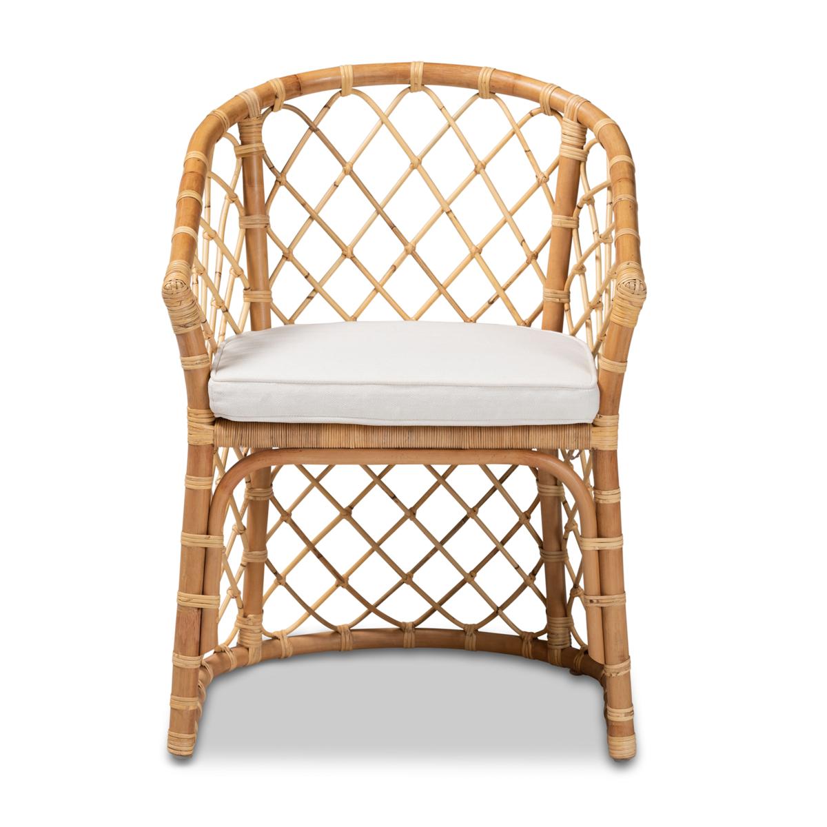 Baxton Studio Orchard Modern Upholstered and Rattan Dining Chair