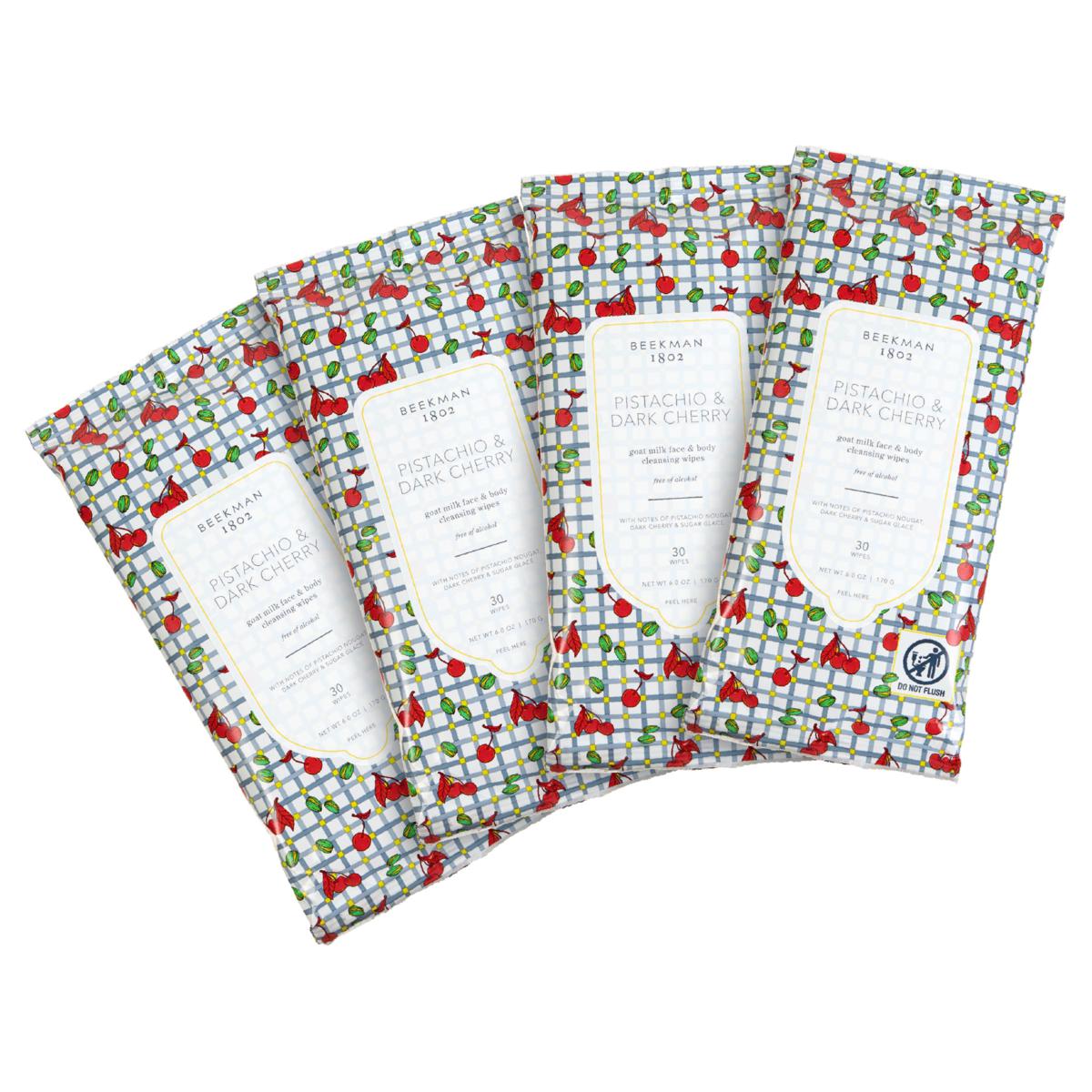 Beekman 1802 Goat Milk Pistachio Dark Cherry Face Wipes 4-pack AS