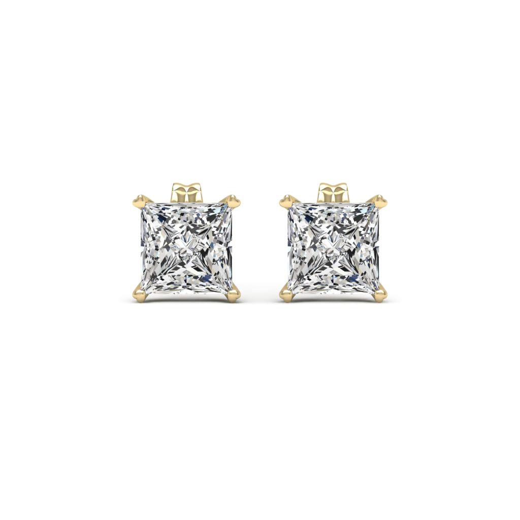 BellaMoi 14K Yellow Gold 2ctw Created Moissanite Princess-Cut Earrings