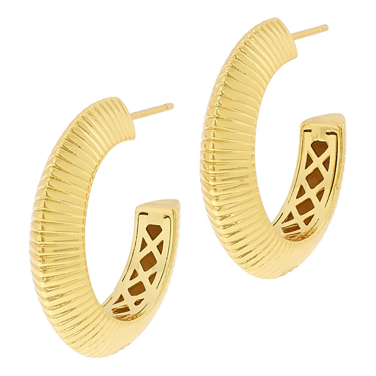 Bellezza Bronze Polished Ridged Front Hoop Earrings - 22440067 | HSN