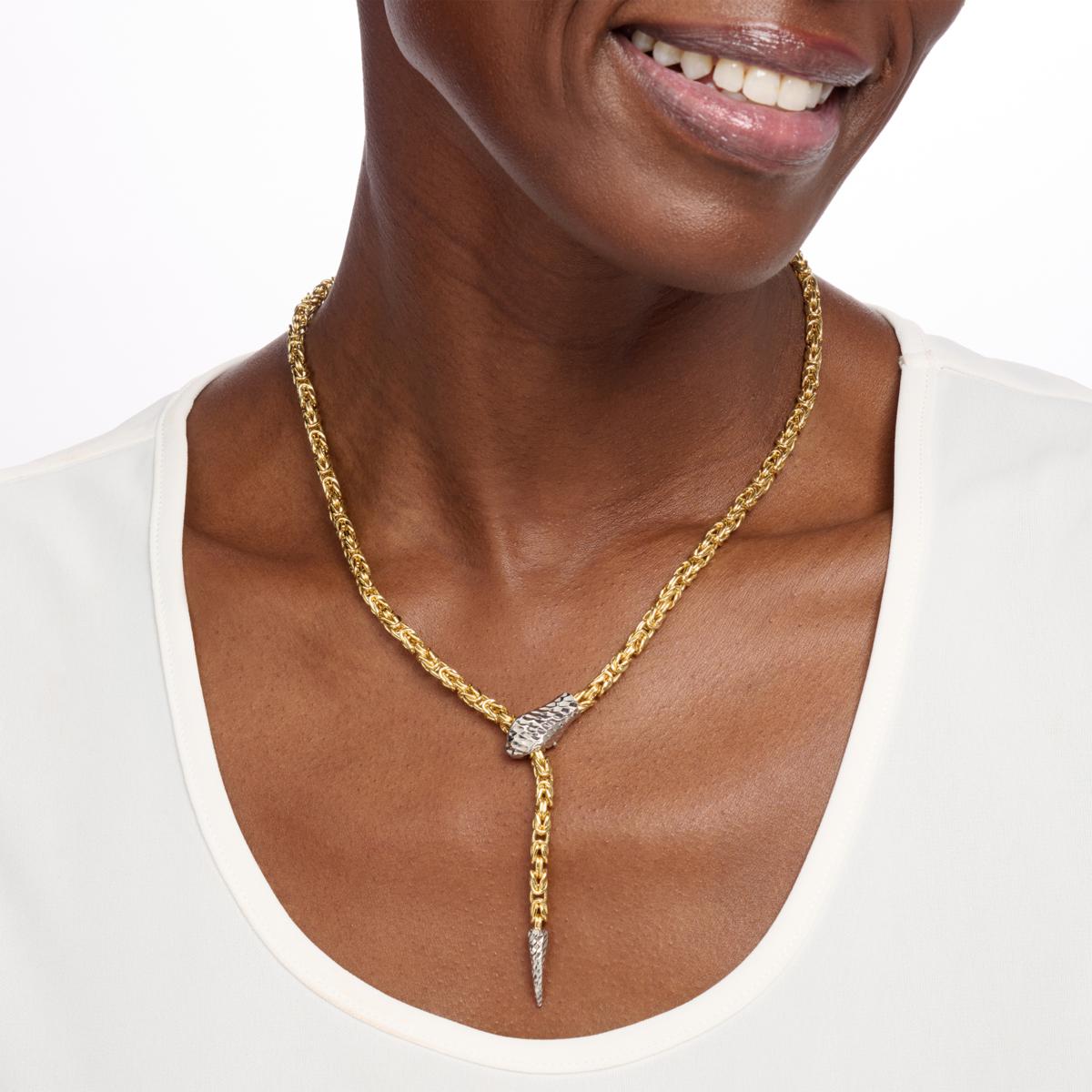 Bellezza Bronze Snake Design Byzantine-Link Chain Necklace | HSN