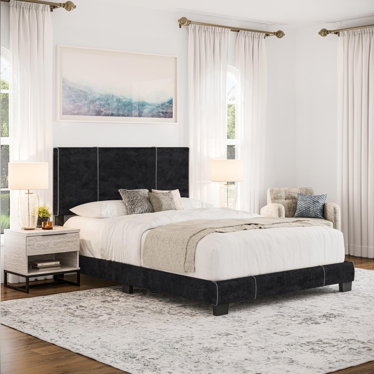 Boyd Sleep Reunion Velour Upholstered Platform Bed Frame, Queen ...