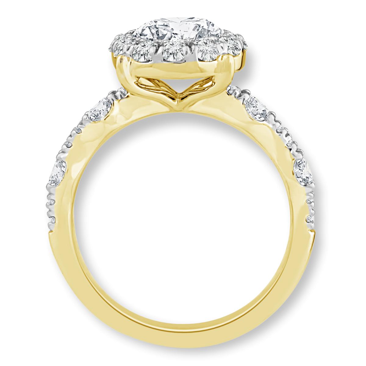 Bright Halo Lab Grown Diamonds 14K Gold 2-1/2ctw Halo Ring - 23532187 | HSN