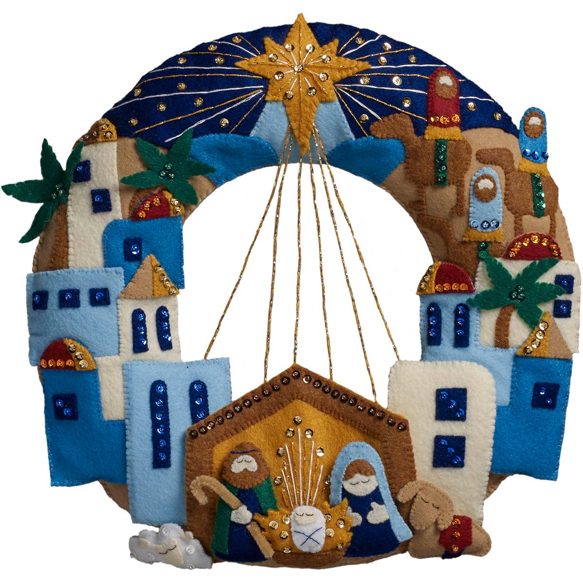 Bucilla Felt Wreath Applique Kit 12 Round-Town Of Bethlehem, 1