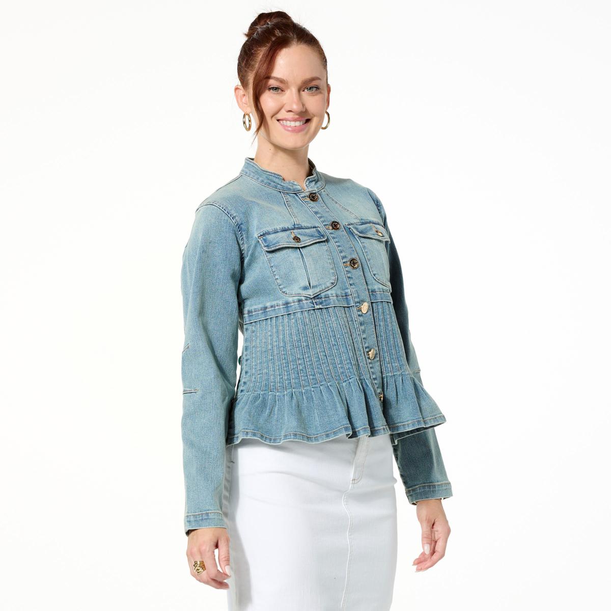 C Wonder by Christian Siriano Pleated Denim Jacket