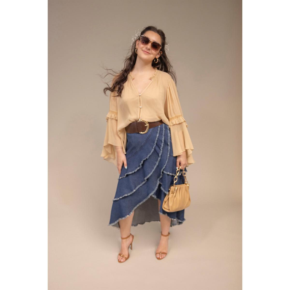 C Wonder by Christian Siriano Runway Collection Denim Wrap Skirt