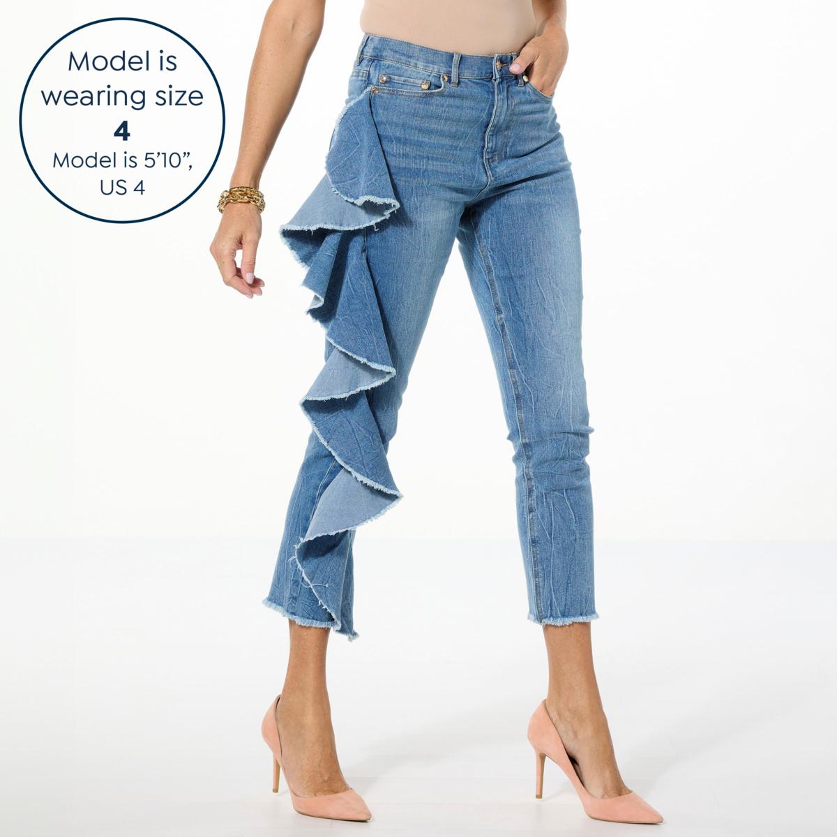 【WONDER WONDER】Nylon Denim Reversible Clr 2Way Wide Pt C Wonder by Christian Siriano Seamed Bootcut Jean - 22073693