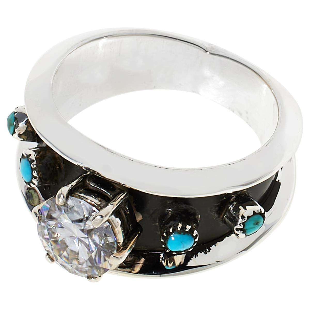 Chaco Canyon Created Moissanite and Campitos Turquoise Ring