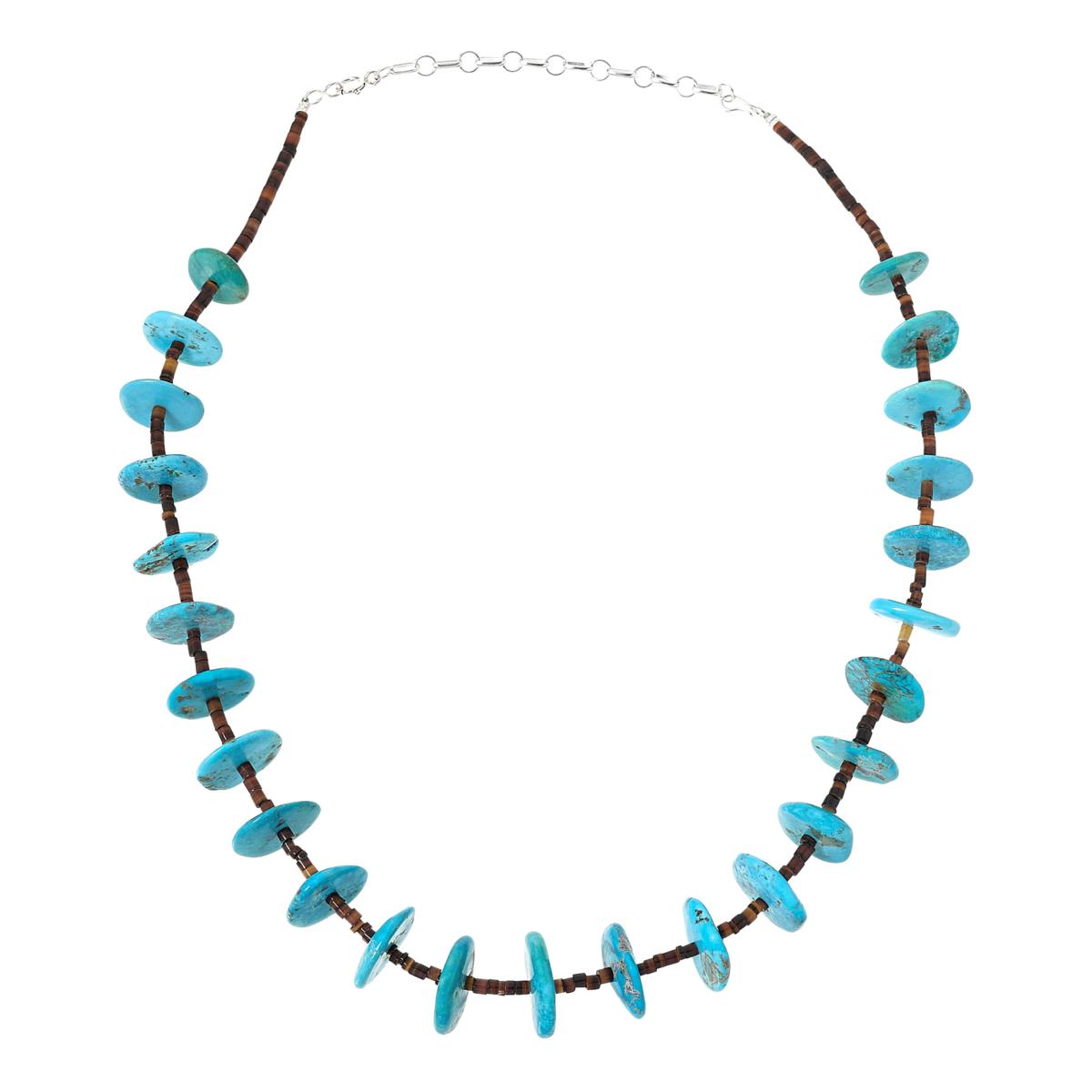 Chaco Canyon Kingman Turquoise and Heishi Shell Beaded Necklace