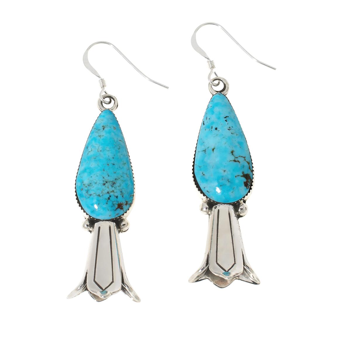 Chaco Canyon Pear Shape Campitos Turquoise Drop Earrings