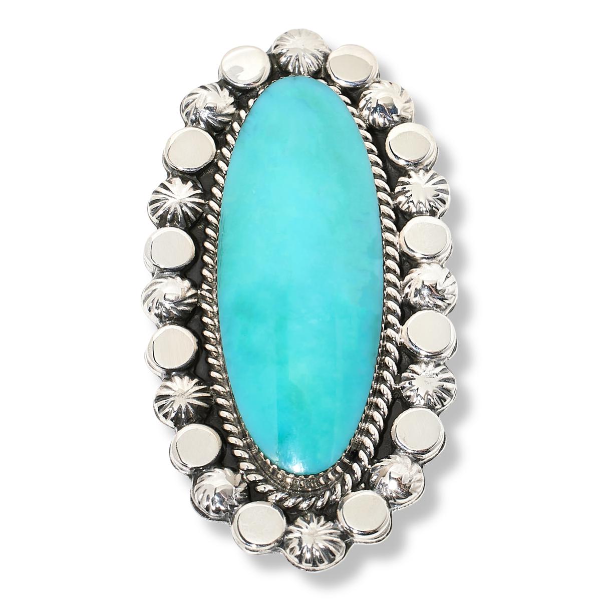 Chaco Canyon Sterling Silver Campitos Turquoise Oval Beaded Frame Ring ...