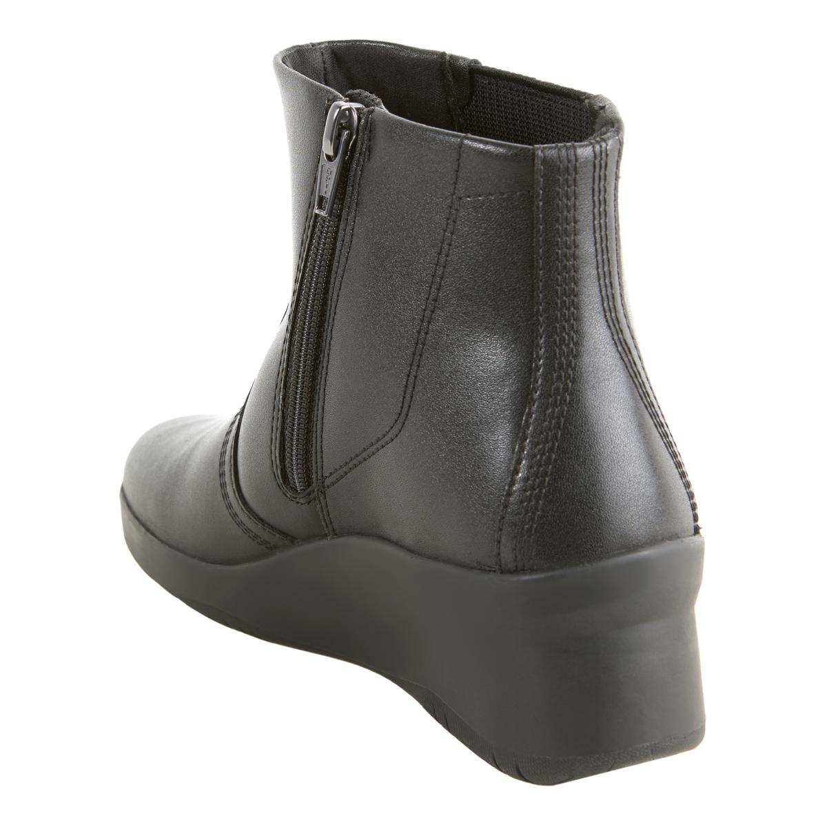 Clarks black wedge ankle boots deals