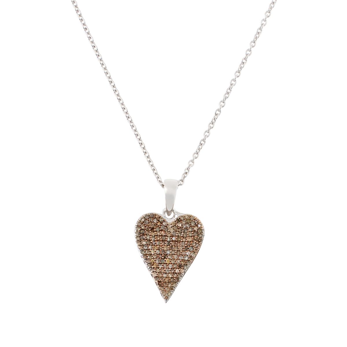 Colleen Lopez 1/2ctw Pavé Diamond Heart Sterling Silver Necklace ...