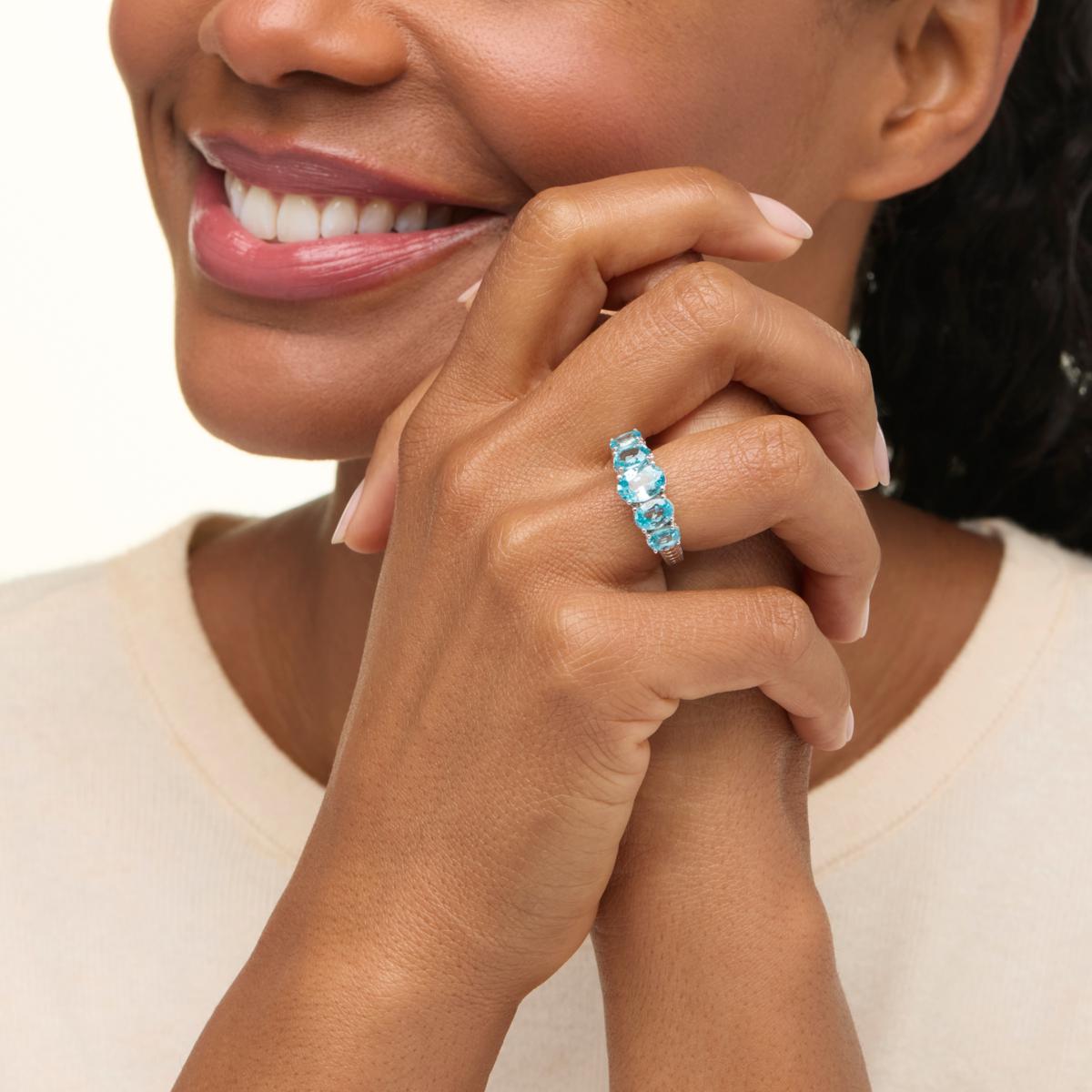 Colleen Lopez Blue Zircon Sterling Silver 5-Stone Ring Colleen Lopez Blue Zircon Sterling Silver 5-Stone Ring