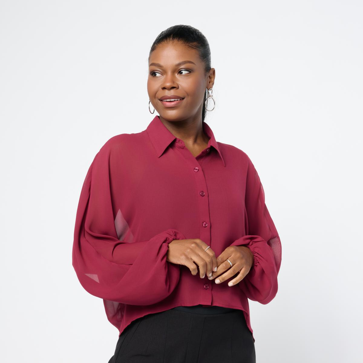 Colleen Lopez Button Front Dolman Sleeve Woven Top | HSN