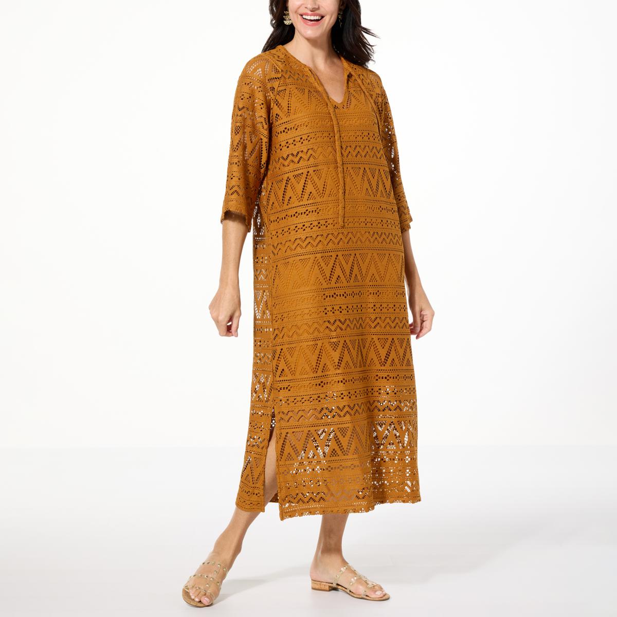 Colleen Lopez Crochet Vacation Maxi Dress with Cami Slip - 22505520 | HSN