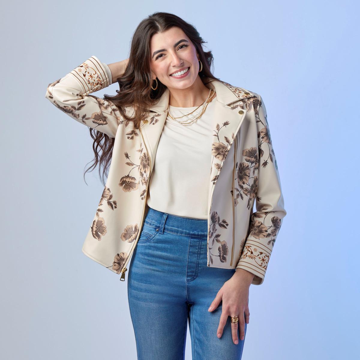COLLEEN LOPEZ ブラック ジャケット シースルー 花柄 Colleen Lopez Collection Blazers Jackets & Outerwear | HSN
